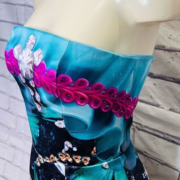 Mary Katrantzou Strapless Jewel-Print Short Cocktail Dress Euro size 8 - Picture 7 of 15